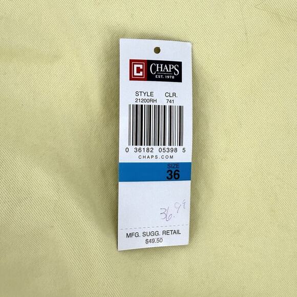 Chaps Mens Size 36 Shorts Flat Front Bermuda Pastel Yellow Solid Casual Cotton - Picture 4 of 6